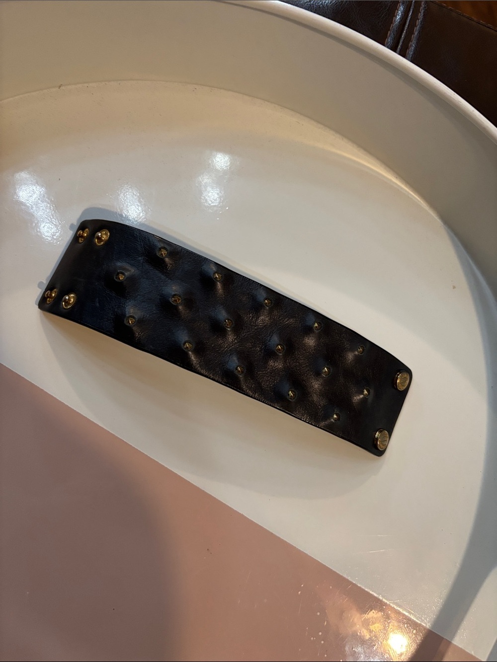 Vince Camuto Black Studded Leather Wrist Cuff Bracelet